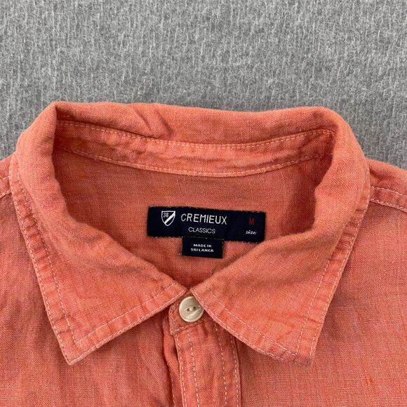 Daniel Cremieux Button Shirt Mens Medium Linen Short Sleeve Salmon Color - Picture 3 of 13